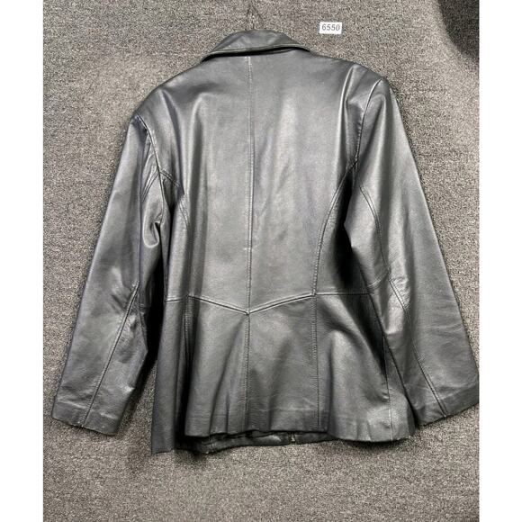 Jacqueline Ferrar Genuine Leather Moto Jacket Womens Size L Black Full Zip Biker - Picture 3 of 9